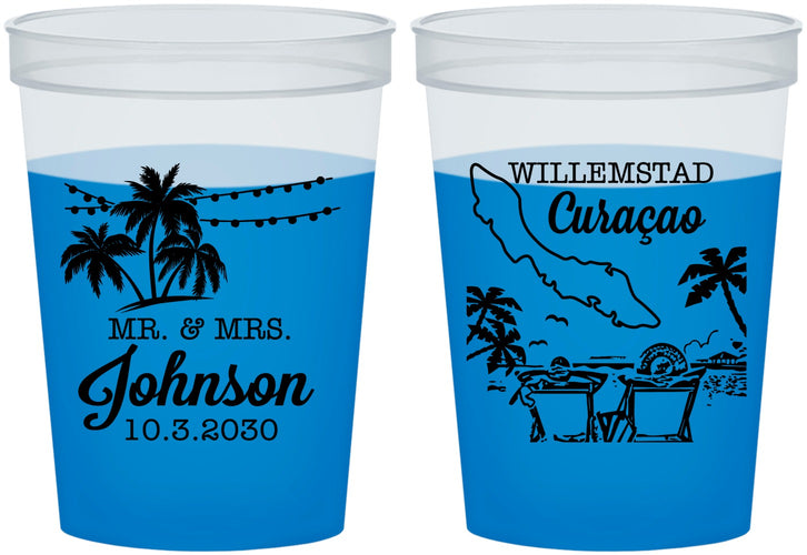 Custom Wedding 16 oz Color Changing Cups - Curacao | 521