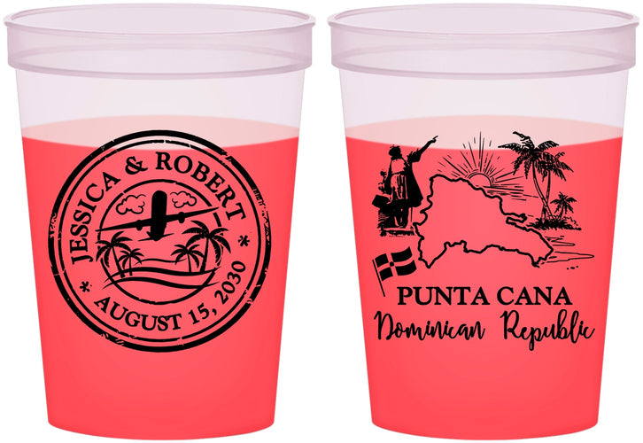 Custom Wedding 16 oz Color Changing Cups - Domincan Republic | 523