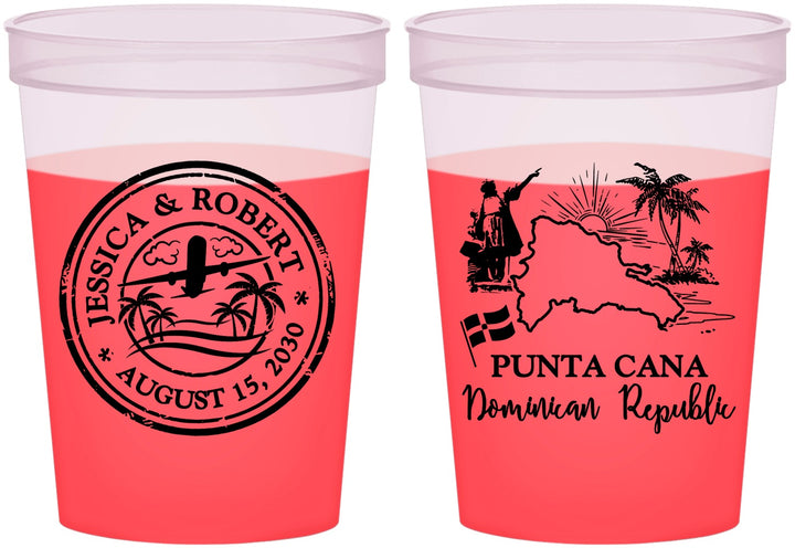 Custom Wedding 16 oz Color Changing Cups - Domincan Republic | 523