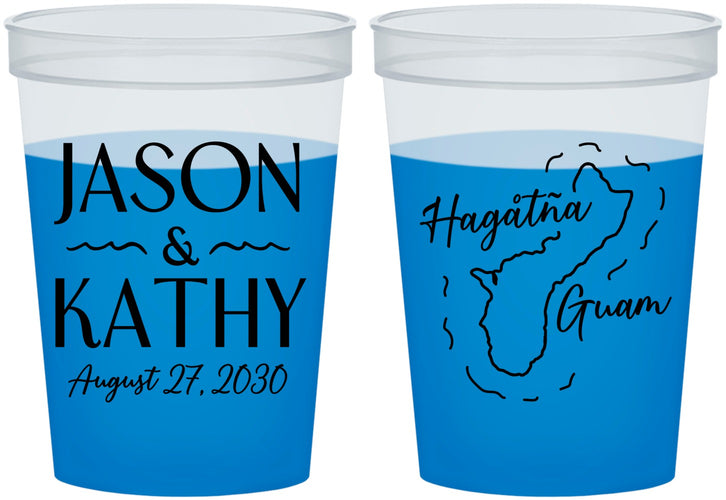 Custom Wedding 16 oz Color Changing Cups - Guam | 526
