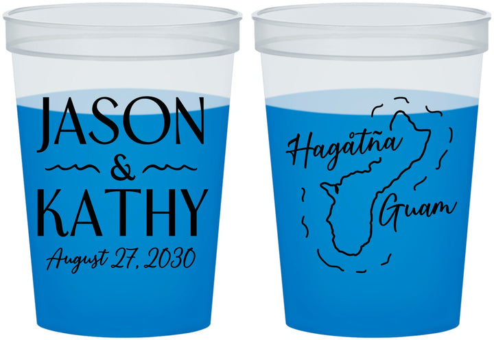 Custom Wedding 16 oz Color Changing Cups - Guam | 526