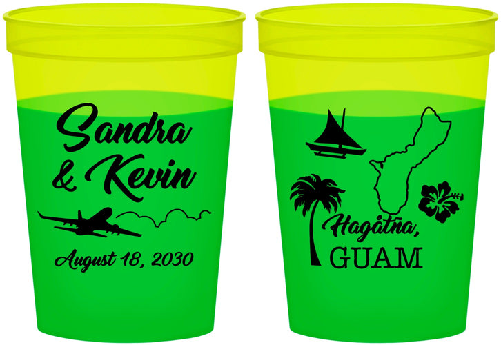 Custom Wedding 16 oz Color Changing Cups - Guam | 527