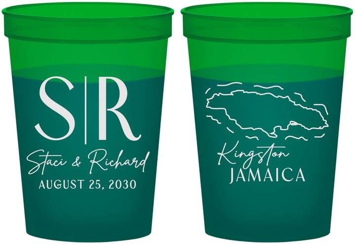Custom Wedding 16 oz Color Changing Cups - Jamaica | 530