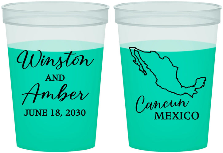 Custom Wedding 16 oz Color Changing Cups - Mexico | 534