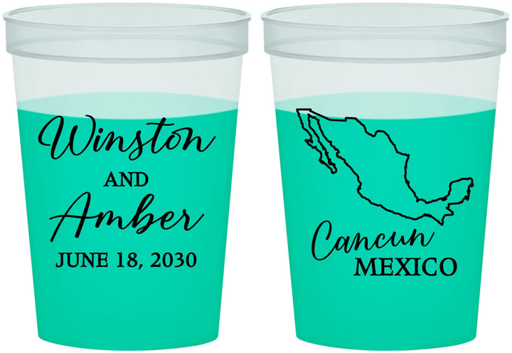 Custom Wedding 16 oz Color Changing Cups - Mexico | 534