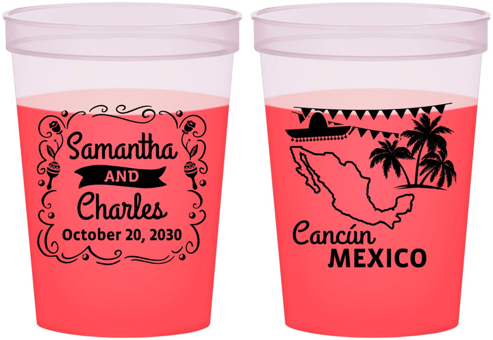 Custom Wedding 16 oz Color Changing Cups - Mexico | 535