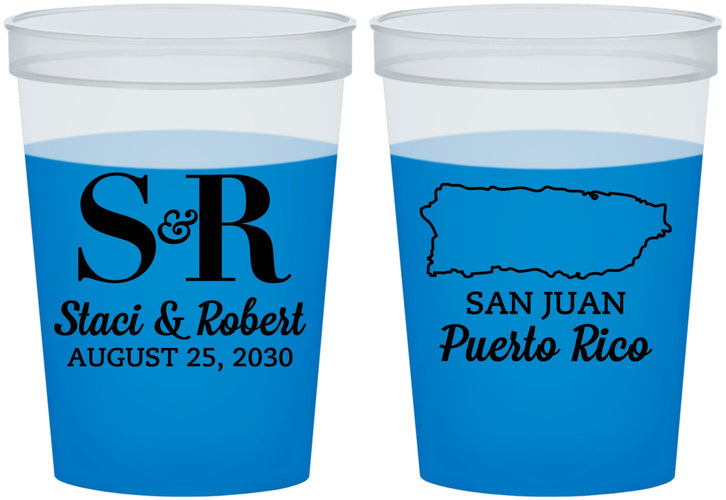 Custom Wedding 16 oz Color Changing Cups - Puerto Rico | 538