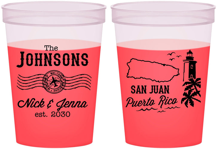 Custom Wedding 16 oz Color Changing Cups - Puerto Rico | 539