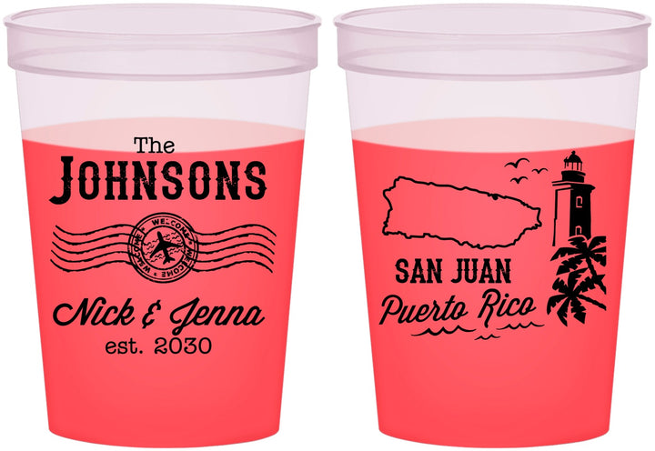 Custom Wedding 16 oz Color Changing Cups - Puerto Rico | 539