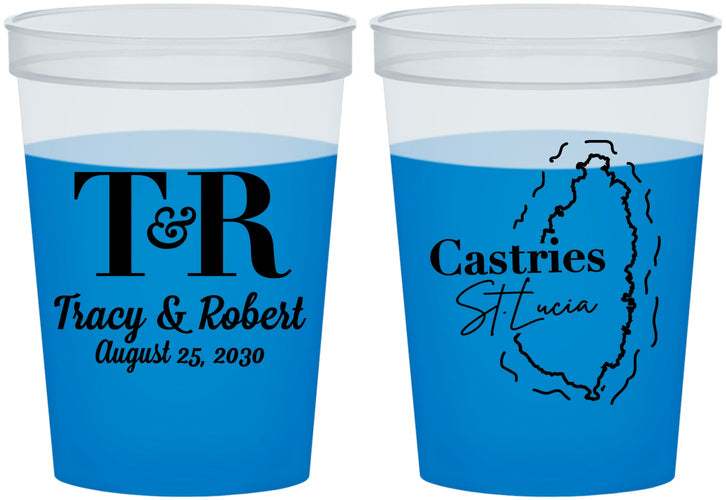 Custom Wedding 16 oz Color Changing Cups - St Lucia | 540