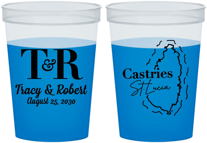 Custom Wedding 16 oz Color Changing Cups - St Lucia | 540