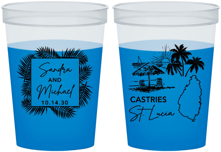 Custom Wedding 16 oz Color Changing Cups - St Lucia | 541