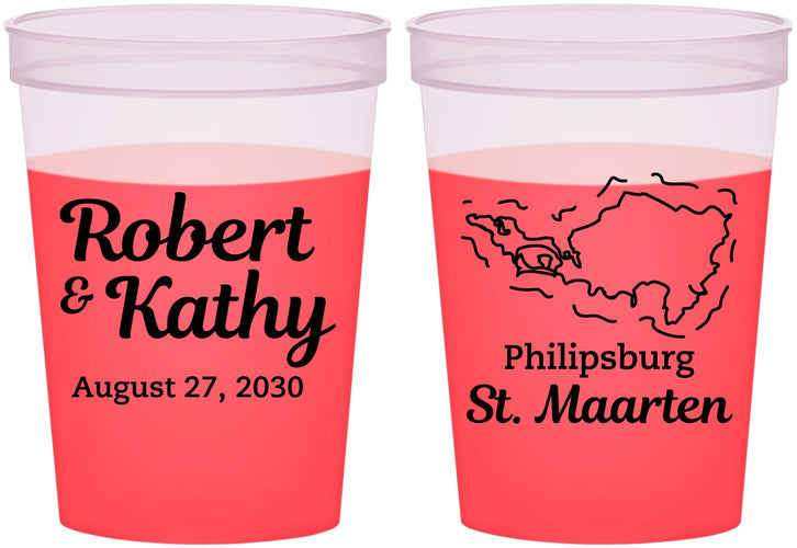 Custom Wedding 16 oz Color Changing Cups - St Maarten | 542