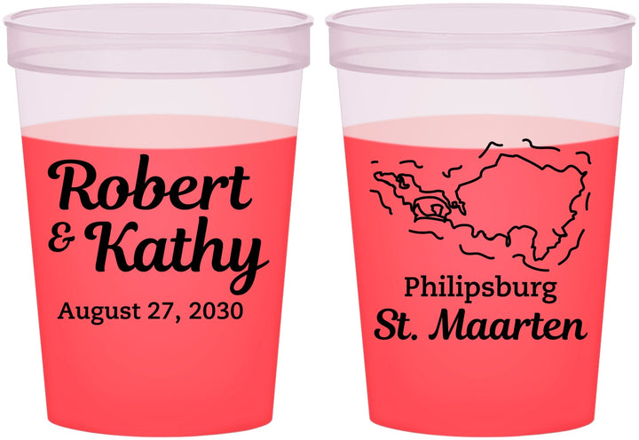 Custom Wedding 16 oz Color Changing Cups - St Maarten | 542