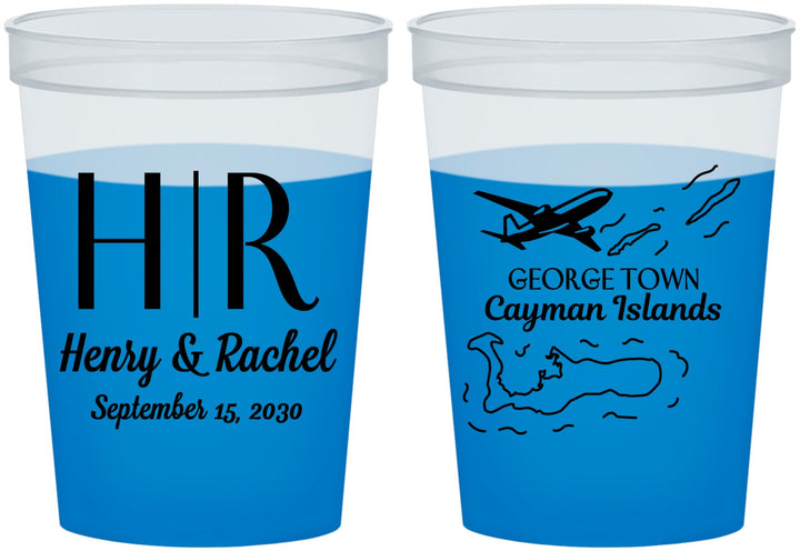 Custom Wedding 16 oz Color Changing Cups - Cayman Island | 544