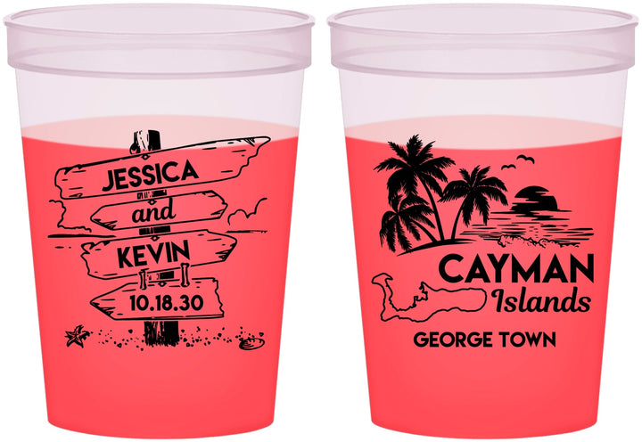 Custom Wedding 16 oz Color Changing Cups - Cayman Island | 545
