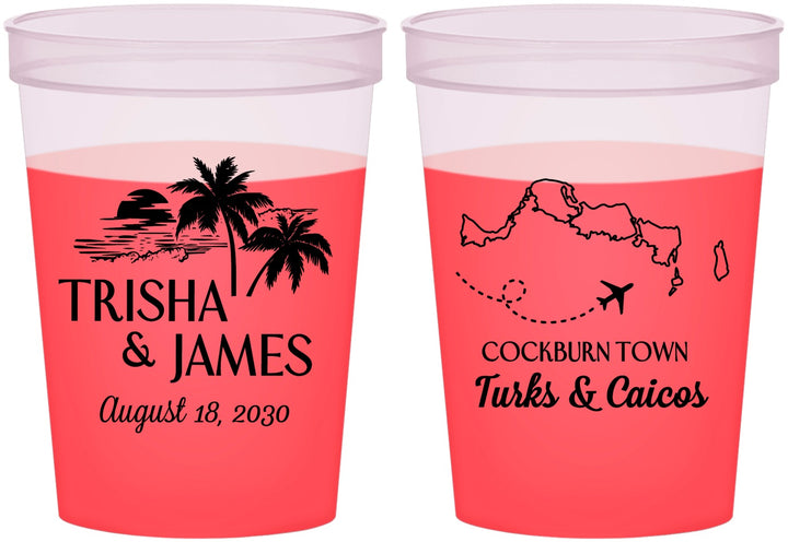 Custom Wedding 16 oz Color Changing Cups - Turks And Caicos | 547