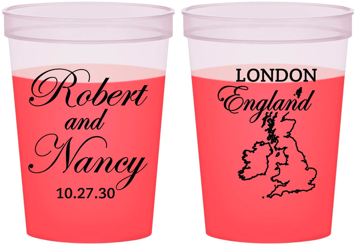 Custom Wedding 16 oz Color Changing Cups - England | 548