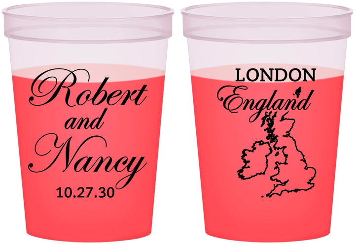 Custom Wedding 16 oz Color Changing Cups - England | 548
