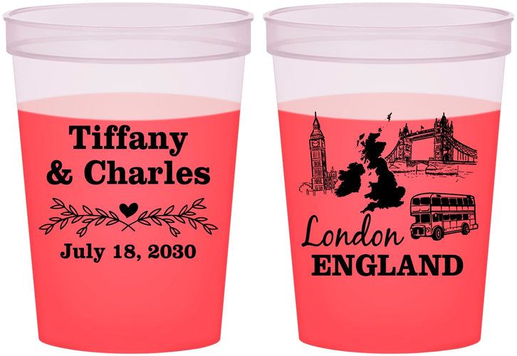 Custom Wedding 16 oz Color Changing Cups - England | 549