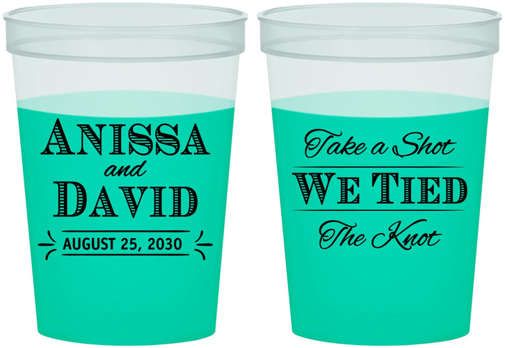Custom Wedding 16 oz Color Changing Cups - Take A Shot We Tied The Knot | 551