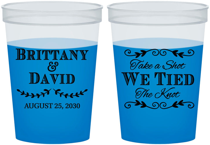 Custom Wedding 16 oz Color Changing Cups - Take A Shot We Tied The Knot | 552