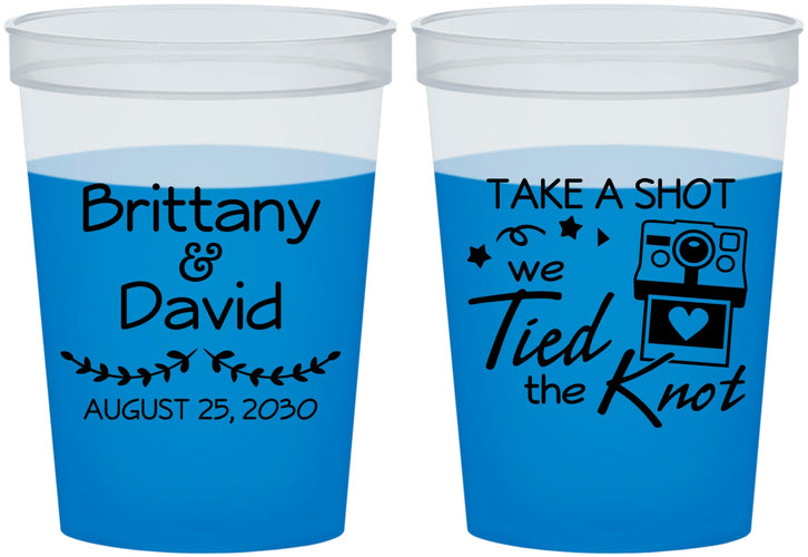 Custom Wedding 16 oz Color Changing Cups - Take A Shot We Tied The Knot | 553