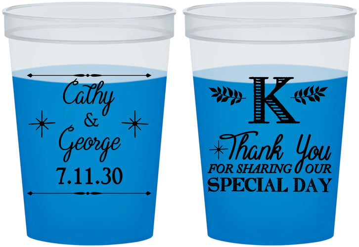Custom Wedding 16 oz Color Changing Cups - Monogram | 556