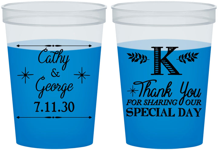 Custom Wedding 16 oz Color Changing Cups - Monogram | 556
