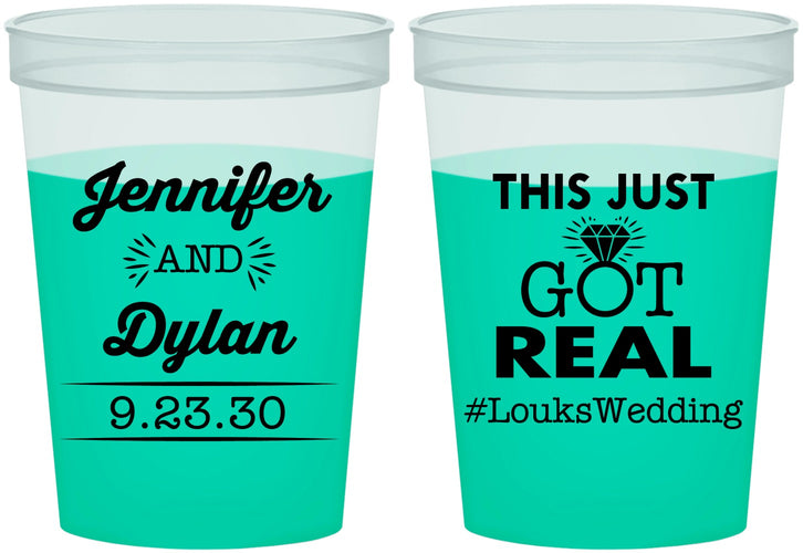 Custom Wedding 16 oz Color Changing Cups - Just Got Real | 557