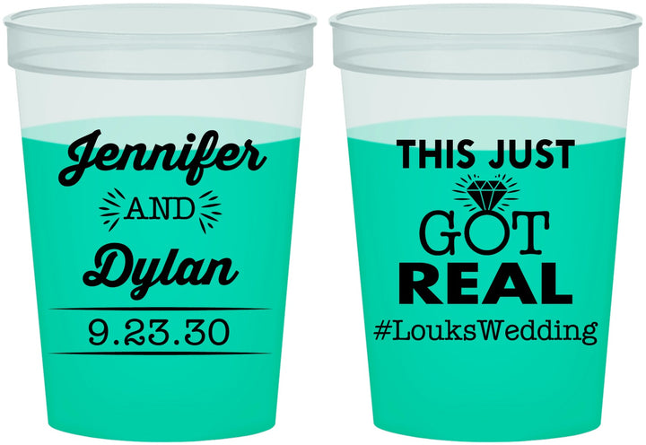 Custom Wedding 16 oz Color Changing Cups - Just Got Real | 557
