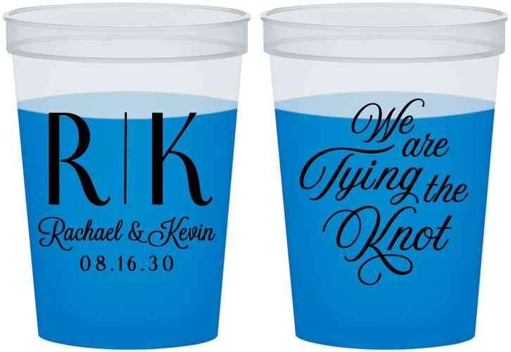 Custom Wedding 16 oz Color Changing Cups - Monogram Tying Knot | 559