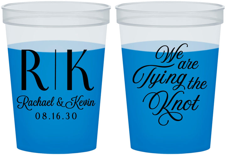 Custom Wedding 16 oz Color Changing Cups - Monogram Tying Knot | 559