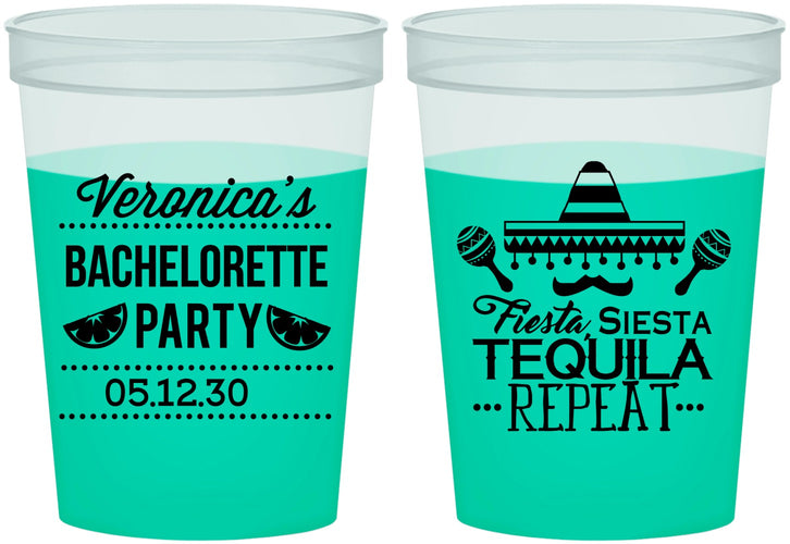 Custom Bachelorette 16 oz Color Changing Cups - Fiesta Siesta Tequila Repeat | 60000