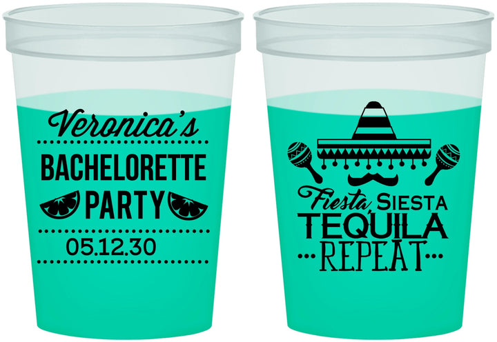 Custom Bachelorette 16 oz Color Changing Cups - Fiesta Siesta Tequila Repeat | 60000