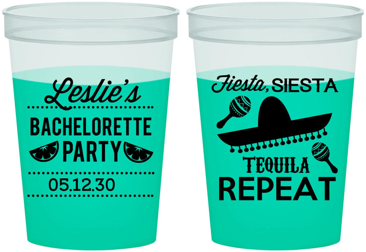 Custom Bachelorette 16 oz Color Changing Cups - Fiesta Siesta Tequila Repeat | 60003