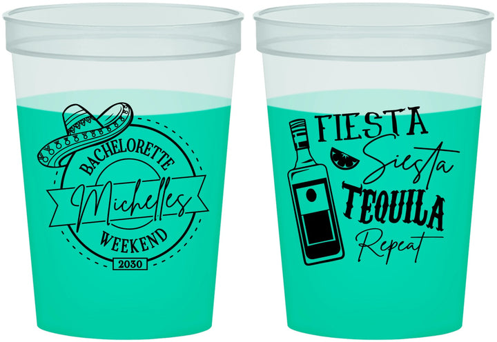 Custom Bachelorette 16 oz Color Changing Cups - Fiesta Siesta Tequila Repeat | 60004