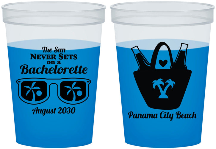 Custom Bachelorette 16 oz Color Changing Cups - Beach | 60010