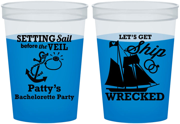 Custom Bachelorette 16 oz Color Changing Cups - Lets Get Ship Wrecked | 60011