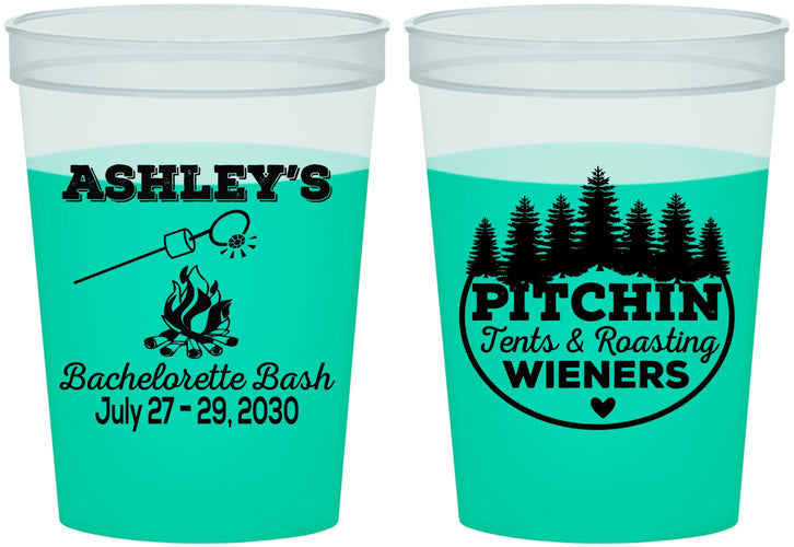 Custom Bachelorette 16 oz Color Changing Cups - Camping | 60018