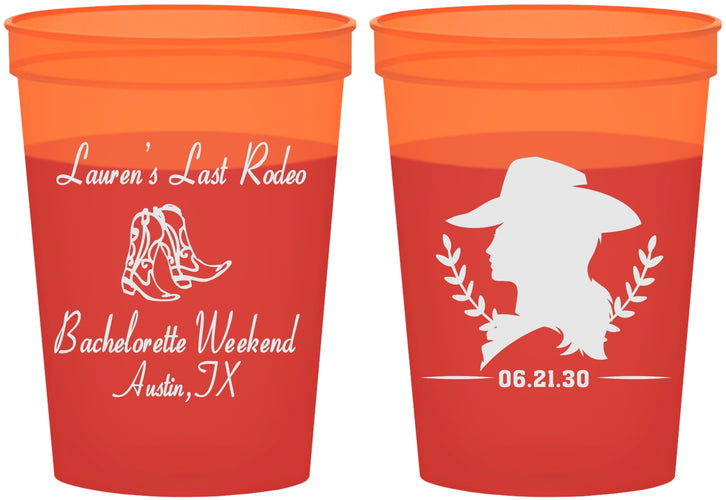 Custom Bachelorette 16 oz Color Changing Cups - Last Rodeo | 60022