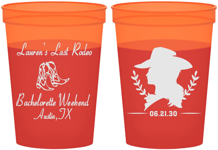 Custom Bachelorette 16 oz Color Changing Cups - Last Rodeo | 60022