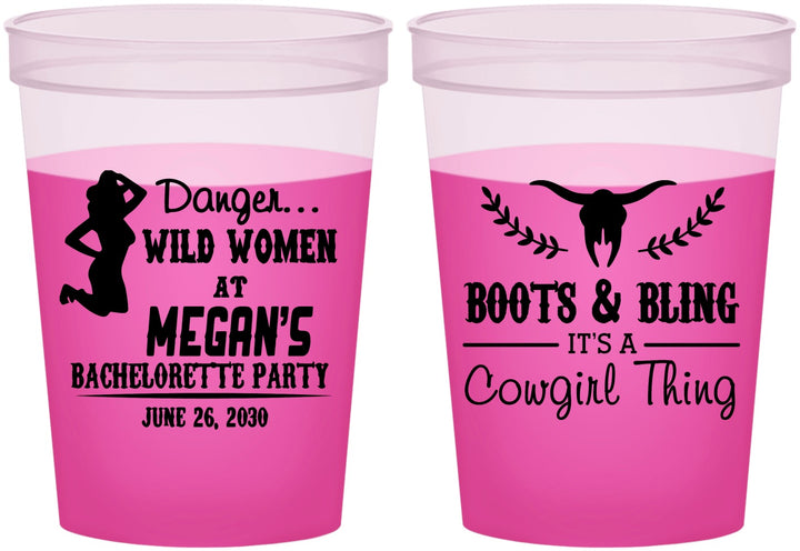 Custom Bachelorette 16 oz Color Changing Cups - Boots And Bling | 60023