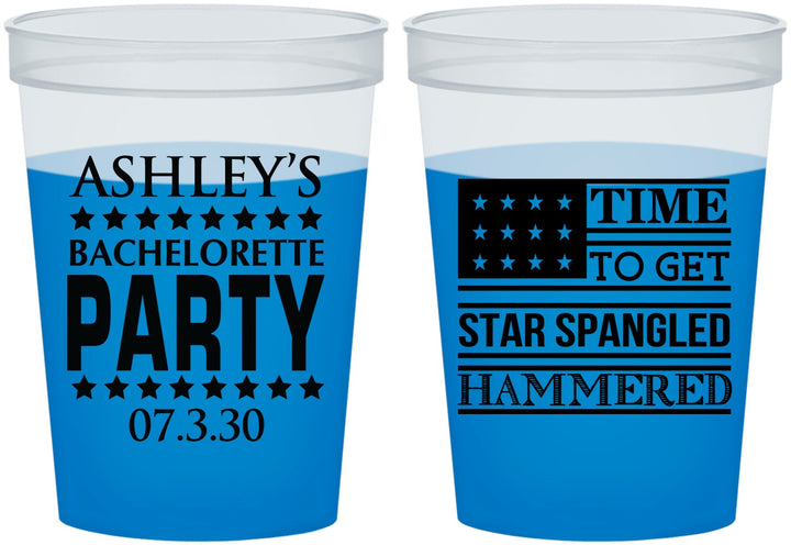 Custom Bachelorette 16 oz Color Changing Cups - Star Spangled Hammered | 60025