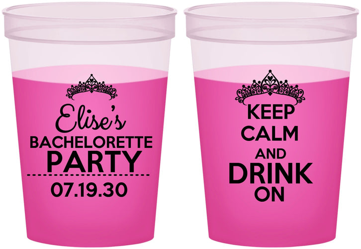 Custom Bachelorette 16 oz Color Changing Cups - Keep Calm Drink On | 60036