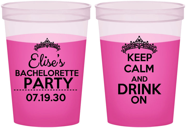 Custom Bachelorette 16 oz Color Changing Cups - Keep Calm Drink On | 60036