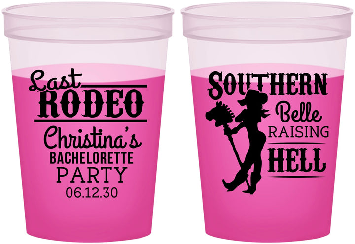 Custom Bachelorette 16 oz Color Changing Cups - Raising Hell Last Rodeo | 60042