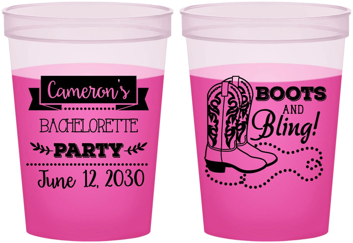 Custom Bachelorette 16 oz Color Changing Cups - Boots And Bling | 60044