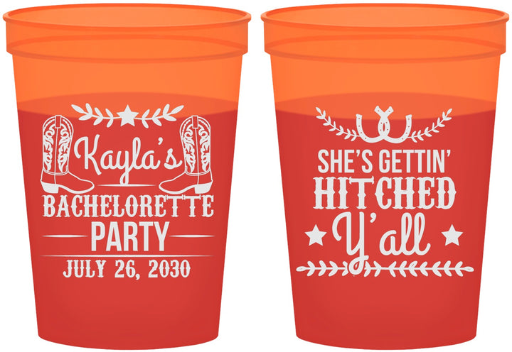 Custom Bachelorette 16 oz Color Changing Cups - Getting Hitched Yall | 60047