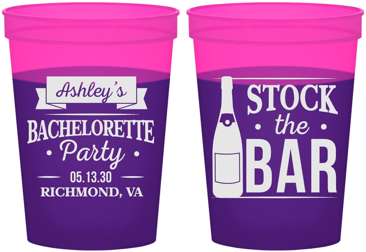 Custom Bachelorette 16 oz Color Changing Cups - Stock The Bar | 60053